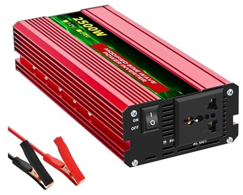Convertisseur Onduleur 12V 220V Onduleur À Onde Sinusoïdale Modifiée DC 12V À AC 220V 600W-4000W Convertisseur De Batterie Externe Portable Solaire Onduleur De Voiture Onduleur(12V 2500W 50HZ Un)