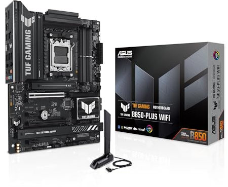 ASUS TUF Gaming B850-PLUS WiFi AMD AM5 B850 ATX Motherboard, 14+2+1 80A Stages, AI Ready, DDR5, PCIe 5.0, 3X M.2, Wi-Fi 7, 2.5Gb LAN, DisplayPort, HDMI™, USB 10Gbps & 20Gbps Type-C®, BIOS Flashback™