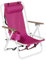 Outopee Folding Beach Chair, Portable Camping Backpack Beach Chair with 4 Level Positions, Adjustable Headrest, Cup Holder for Fishing Poolside Picnic, 120kg Capacity, Barbie Pink