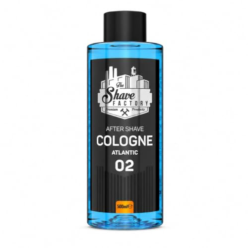 The Shave Factory – Atlantic 02 After Shave Cologne – Parfümiertes Eau de Cologne in einer Glasflasche nach der Rasur 500 ml