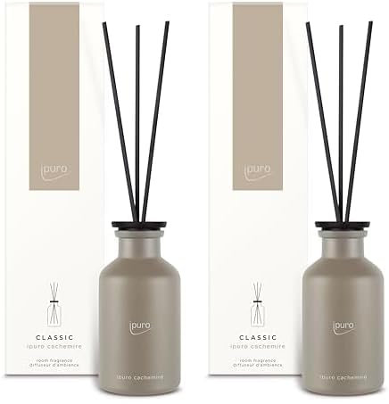 ipuro - Classic Raumduft Cachemire - 240ml | Raumerfrischer zarter Rose & würziger Johannisbeere über Zedernholz & Amber, Duft | Diffuser mit Stäbchen | Lufterfrischer für die Wohnung (Packung mit 2)