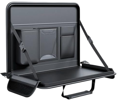 Steering Wheel Desk for Laptop, Car Steering Wheel Laptop Holder, Foldable Vehicle Interior Seat Organizer Adjustable Desk for Tablet Phone Drinks Storage