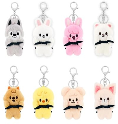 GFZLJ Nouvelle poupée pilote Stray Kids SKZOO MAGNET porte-clés magnétique officiel(White rabbit)