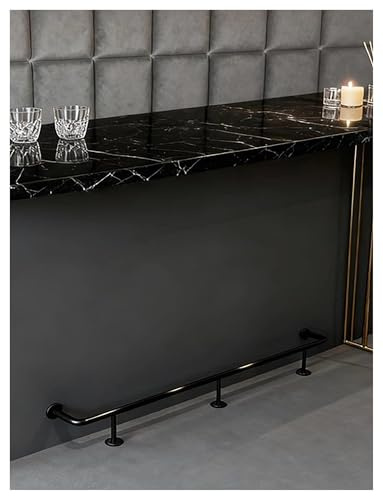 Trittplatte und Fußschiene aus gebürstetem Edelstahl, kommerzielle Bar-Fußstütze für unter Theke, Garage, Lobby – 140 cm, schwarze Schutzleiste