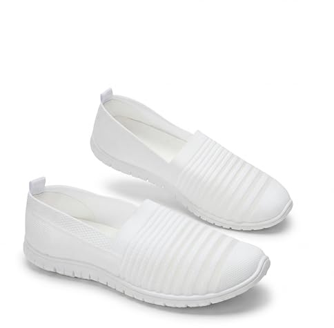 GLAMORA Zapatillas Slip On Transpirables para Mujer, Calzado Deportivo Ligero sin Cordones de Punto Flexible, Zapato Casual Moda Verano Antideslizante, Sneakers Cómodas Ultraligeras