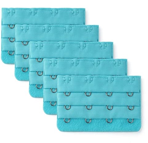 sourcing map Woman Underwear 3 x 4 Hook and Eye Tape Bra Strap Extender 5 Pcs Sky Blue One Size