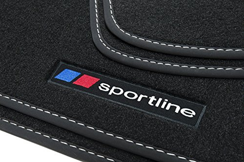 teileplus24 F657 Fußmatten Sportline Design kompatibel mit BMW 5er E60 E61 Touring Limo 2003-2010 Ziernähte