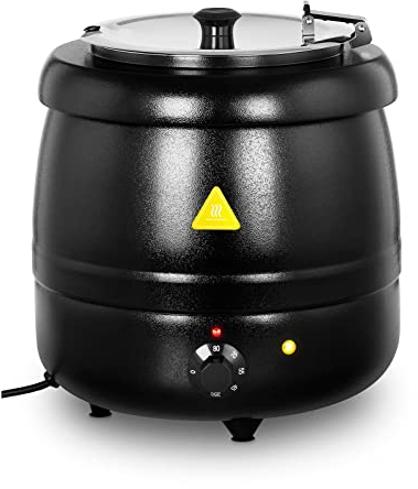 Royal Catering Olla Eléctrica Sopera RCST-10BB (Volumen De 10 litros, Potencia 400 Watt, Color Negro, Olla Interior En Acero Inoxidable)