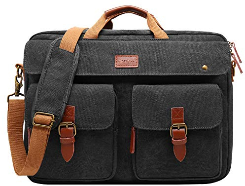 CoolBELL Umwandelbarer Rucksack, Kuriertasche, Schultertasche (43,9 cm, Z-Cancas Schwarz)