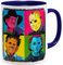 OM3® coole Kaffee-Tasse mit Pop-Art-Horror - Halloween Nightmare Serial Killers | Keramik Becher | 325ml | Beidseitig Bedruckt | Dunkelblau