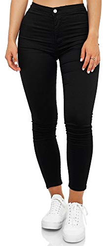 Elara Damen Jeans High Waist Slim Fit Chunkyrayan JS710 Schwarz 42 (XL)