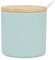 Chase Chic Sucrier en céramique avec couvercle en bois et cuillère en porcelaine 250 ml en forme de rayure, convient pour café, cuisine et petit déjeuner à la maison, turquoise mat
