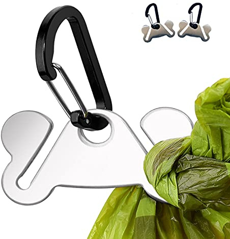 2PCS Dog Poop Bag Holder, Waste Holder for Dispenser Carrier, Hand Free Metal