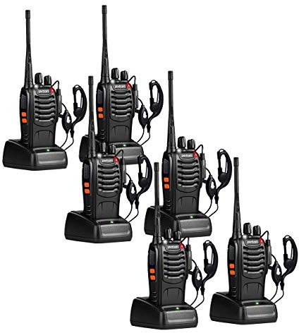 pxton Two Way Radios Long Range Walkie Talkies for Adults with Headphones,16 Channel Handheld 2 Way Radio Rechargeable with Flashlight Li-ion Battery and Charger(6 Pack)