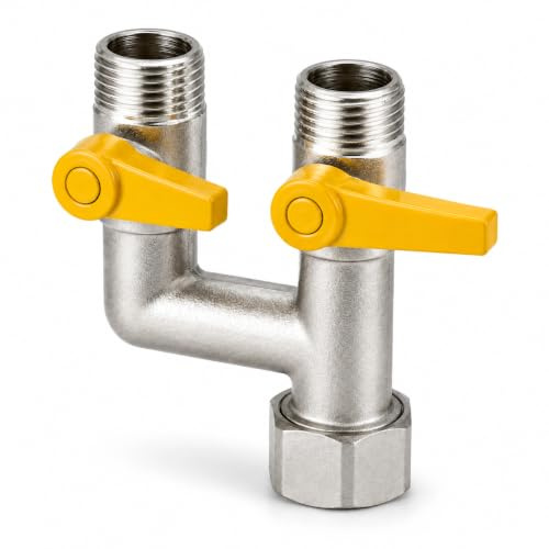 VáLvula De Conmutación 3 VíAs 1/2, Distribuidor VáLvula Desvio Grifo En H | LatóN VáLvula Adaptadora VáLvula Desviadora Con Grifos De Cierre Para Manguera De Ducha, Lavadora,Cocina, Manguera De JardíN