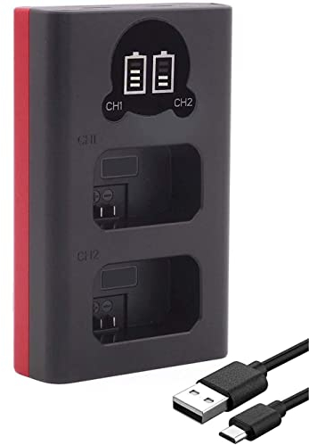 Baxxtar EN-EL25 EN-EL25a Chargeur de Batterie - Compatible avec Nikon Z30 Z50 Z FC - 19112 USB Dual LCD Mini - Alimenté Via USB-C ou Micro-USB