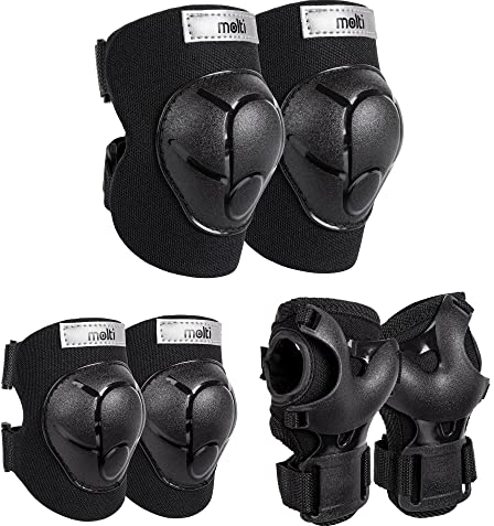 molti Schonerset Protektoren InlineSkates Schutzausrüstung inkl. Tragebeutel Schoner Set H200 (M, Schwarz)