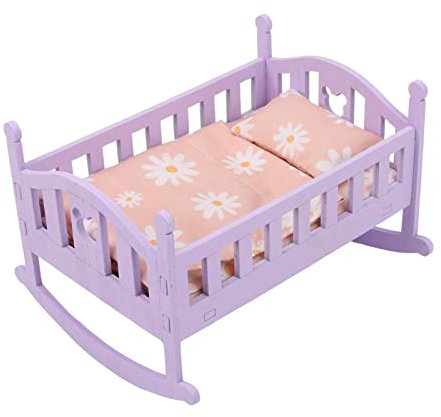 Harilla Ensemble de Meubles de lit de poupée bébé avec Ensemble de literie pour 1/12 Accessoire de décoration de poupée Semblant d'ornement de Jouet