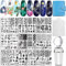 Biutee Nagelstempel Set, French Nails schablone, Nail Art Stempel Schablone, Nail Art Stamping Stempel Set für DIY, Nageldesigns mit 1 Schaber, Silikon-Gel-Nagelstempelkopf, 15 Nagelstempelplatten