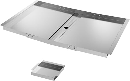 BBQ-PLUS Adjustable Grease Tray with Catch Pan Replacement for Kenmore,Nexgrill,Dyna Glo,BHG and More,Universal Grill Drip Pan Accessories,Stainless Steel,Width 18-24