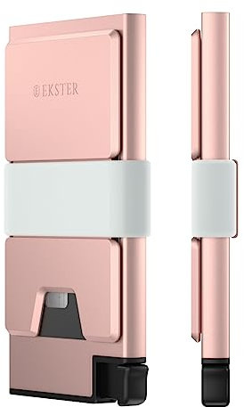 Ekster Portefeuille porte-cartes en aluminium | Portefeuille RFID pour homme et femme | Portefeuille fin et minimaliste en aluminium avec porte-cartes pop-up, rose gold, Taille unique, Minimaliste