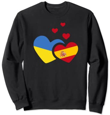 Ucrania España bandera amor corazón Sudadera