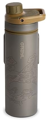 GRAYL Titanium UltraPress 500 ml Water Filter Bottle Coyote Brown - Filter for Hiking, Camping, Survival, Travel, 511-SEA-CBN