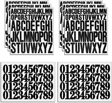 8 Blatt Buchstaben Zahlen Aufkleber Set 2,5cm 5cm Groß Klebebuchstaben Selbstklebend Wasserfeste Vinyl Alphabet Nummer Sticker für Scrapbook Kunsthandwerk Karte Briefkästen - Schwarz