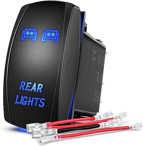 Gebildet Blu Rear Light Interruttore a Bilanciere Luce LED Acceso/Spento Laser a 5pin 20A/12V 10A/24V Set di Cavi Jumper per Camion Jeep