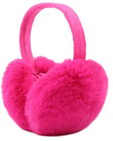 XIAOHAWANG Polaire Cache-Oreille Femme D’hiver Chaud Fille Cache Oreille en Peluche Joli Pliable Oreille Protéger (Fushia)