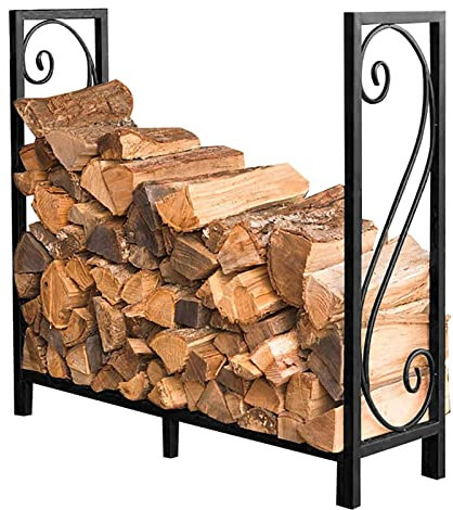 MYVVKIA Kaminholzregal, 43 Zoll hohes Holzregal mit Beinen – Robustes Brennholzregal aus Metall und Eisen – für Holzofen, Kamin, Hinterveranda, Balkon, Wohnzimmer – einfach aufzu
