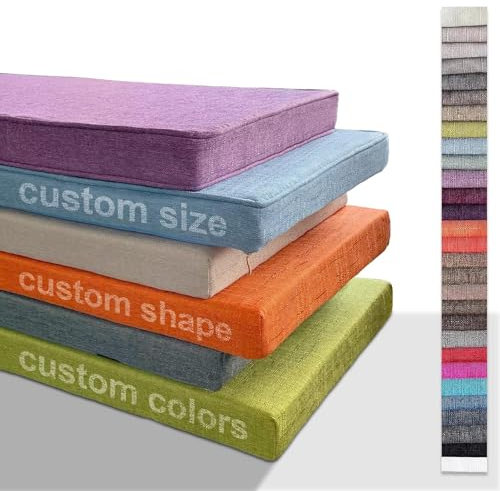 Bankauflage Nach Maß, Indoor Outdoor Sitzauflage Bank Langlebig Leinen Antirutsch Atmungsaktiv Benutzerdefinierte Waschbar Bankkissen für Eckbank, Stühle, Fensterbank und Hocker