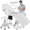 Beauty-Bett, professionelles Salon-Beauty-Bett mit hydraulischem Hocker, verstellbare 3-teilige Massageliege mit abnehmbarem Kopfkissen, idealer Tattoo-Stuhl für Gesichtswimpern, perfekt für Kunden,