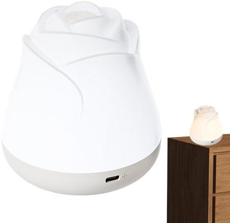 Nybhyjka Luce notturna a forma di rosa, lampada da tavolo a LED, dimmerabile, ricaricabile, a forma di, luce notturna a LED floreale, ad alta efficienza energetica, lampada da comodino per