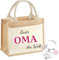 jenich Oma Geschenk Oma Jutetasche mit Schlüsselanhänger Oma Einkaufstasche Tragetasche Oma Shopper Bag Beste Oma der Welt Geschenk für Oma zum Geburtstag, Muttertag, Weihnachten
