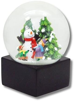 Schneekugel Winter Schneemann | Kinder Bauen Schneemann | H: 120mm B: 100mm| Bezaubernde Schüttelkugel | 20213