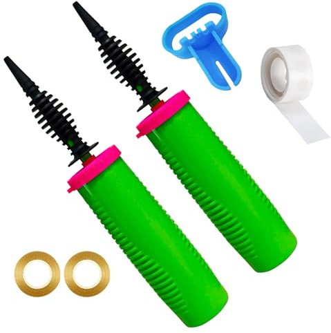 Balloon Pump Hand Held – 2Pack Two Way Dual Action Inflator with Balloon Tying Tool Manual Air Pump for Balloons