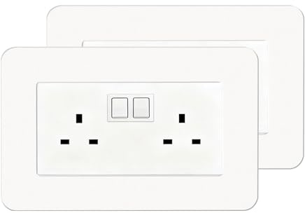 2PCS Double Socket Surround White,Light Switch Surround(14.6cm x 8.6cm) | 5.57 x 3.39 Light Switch Cover Plates, Acrylic Back Panel Finger Plate, WallFor Home Wall Switch Sticker Decor