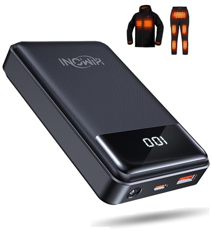 HIMONI 12V 20000mAh Heated Jacket Battery Pack with LED Display, Portable Battery Bank for Heated Vest, iphone, Camping Chair, Compatible with Wulcea, Genovega Heated Coat