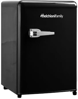 Melchioni Family | Frigorifero Siberia 45, Mini Frigo Vintage Nero, Capacità 45L con Compressore, Comparto Extra Fresco
