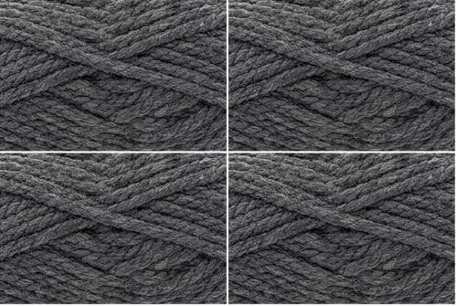 King Cole Big Value Big Yarn Mega Chunky Acrylic Knitting Wool 250g Ball (Charcoal - 4432) (Pack of 4)
