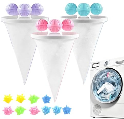 Washer Lint Catcher | Floating Reusable Filter Bag with 10 Balls | Washing Machine Pet Hair Catcher,for Shirt Bathroom Household Daily Travel Fabrics Cleaning