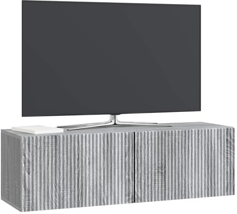 vidaXL Wandmontierter TV-Schrank Graues Sonoma 98 x 31 x 30 cm, Wohnzimmer, Moderne Entertainment-Wand, rechteckige TV-Konsole, stylischer Stauraum, hängender Schrank