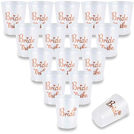AniSqui 16 Count jga Becher, Rose Gold Bridal Dusche Tassen w/2 Braut Cups Perfekt für Verlobungsfeier, Bridal Shower (12Oz, 350ml)