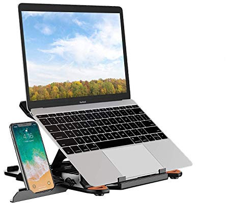 SEA or STAR Support pour Ordinateur Portable réglable pivotant à 360° avec Support de téléphone Compatible avec iMac/Ordinateur Portable/Tablette (10-15,6) – Noir