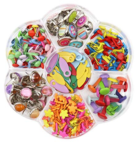 Hellery 1 of Box Mini Brads Perlen Brads Musterbeutelklammern aus aus Runde Brads für Papier Stanzen Scrapbooking DIY, E