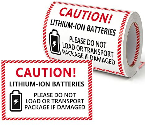 Caution Lithium Ion Battery Adhesive Stickers,Shipping Warning Label 3x2 Inch,300 Pcs Per Roll