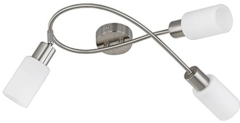 Deckenleuchte 3-flammig mit Glasschirmen Weiß, Breite 45cm