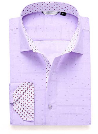 Alex Vando Chemise imprimée à manches longues pour homme Coupe droite boutonnée, Violet 7281, XX-Large