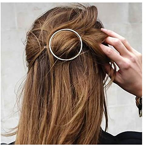 Inilbran Boho Kreis Haarspange Gold Kreis Haarnadel Clip Vintage Hohlkreis Haarspange Clip Minimalistisches Geometrisches Kopf Clip Zubehör für Frauen und Mädchen Kopfschmuck